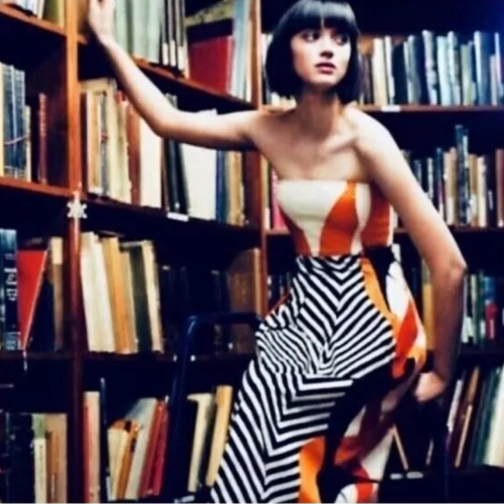 RARE* 1ST EDITION Anthropologie Tabitha Geometric Strapless Dress SIZE 2